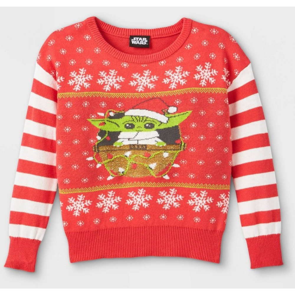 NEW Star Wars Toddler Girl Mandalorian The Child Baby Yoda Knit Ugly Sweater 18M
